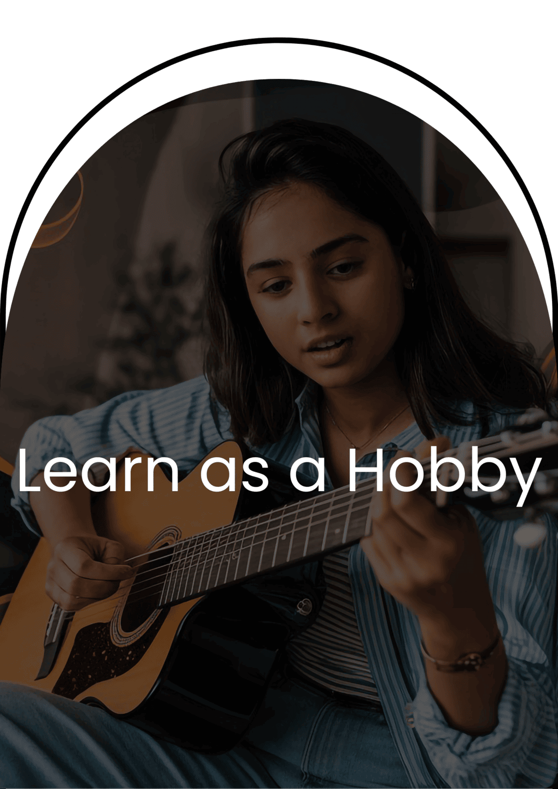 Person playing the guitar as a hobby, perfect for online guitar classes and online music lessons.